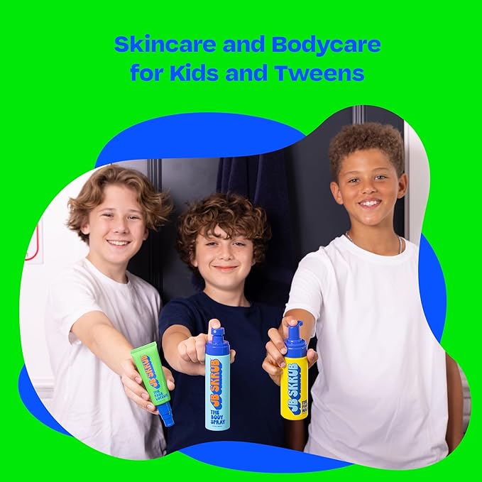 JB SKRUB The Ultimate Bundle - Complete Skin Care Set for Kids, Tweens, and Teens, Includes Body Wash, Body Spray, Acne Face Wash, Pads, and Lotion