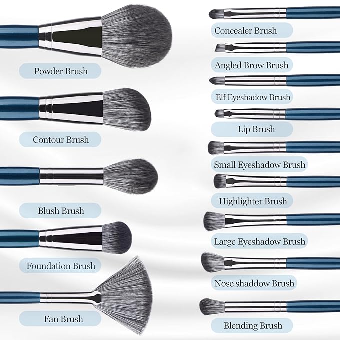 Professional Makeup Brush Set 14Pcs Makeup Brushes Kit Foundation Eyeshadow Powder Blending Eyebrow Eyelash Kabuki Brushes Cosmetic Brushes Travel Kits With Leather Bag Gift