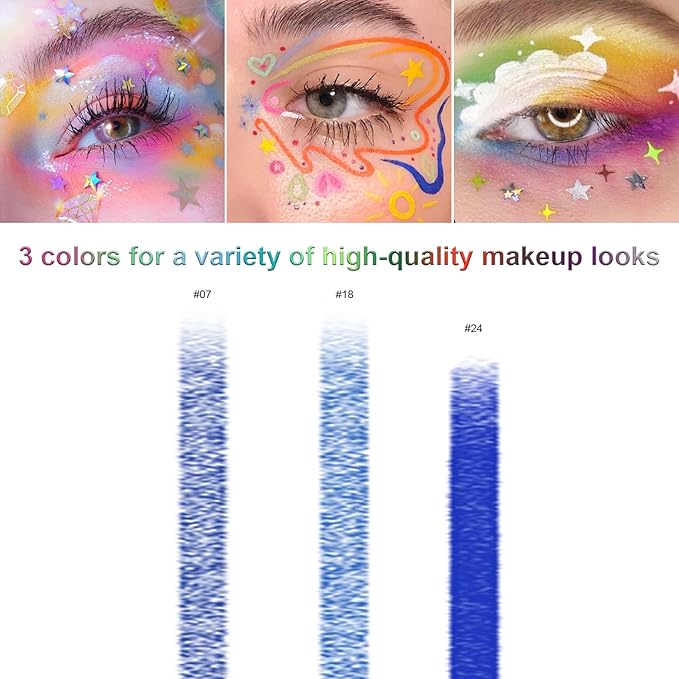 3 Colorful Eyeliner Pen Set, Eye Shadow Pencil, Pearl Eyeliner Kit Metallic Glitter Colored Eye liner for Women Eye&Lip Liner Professional Waterproof Eye Makeup (3PCS D)