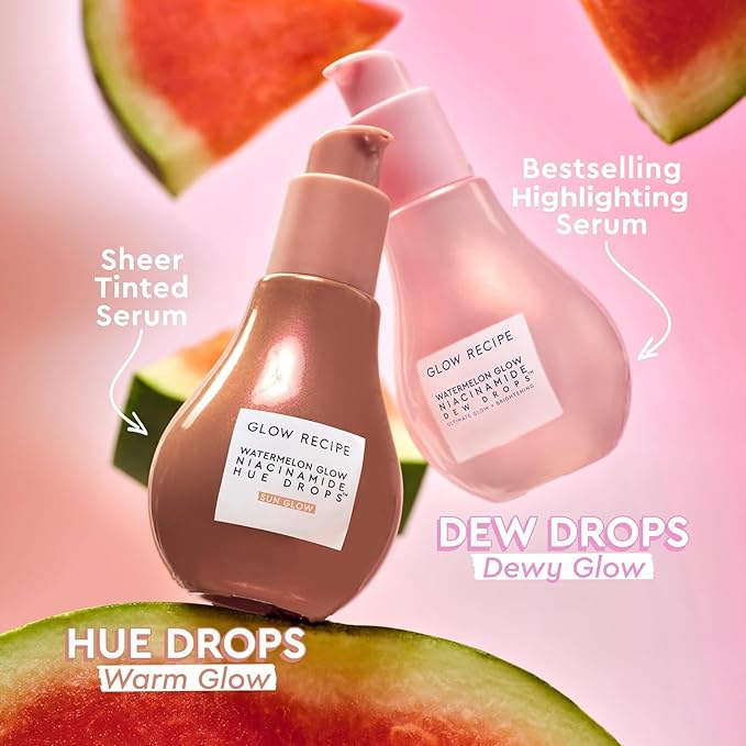 Glow Recipe Oily Skin Routine Kit - Blueberry Cleanser (30ml) + Watermelon BHA Toner (40ml) + Niacinimide Dew Drops (15ml) + Pink Juice Moisturizer (25ml)