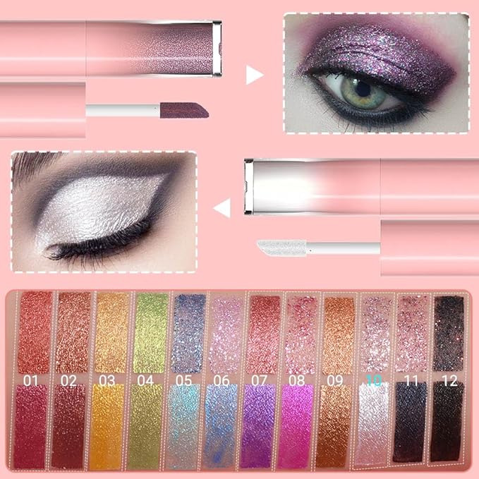 evpct Dual-Ended Shimmer to Glitter Liquid Eyeshadow, Shimmer Glitter eyeshadow makeup in one stick, Easy Style Formula, Waterproof & Long Lasting Eye Shadow, 10#