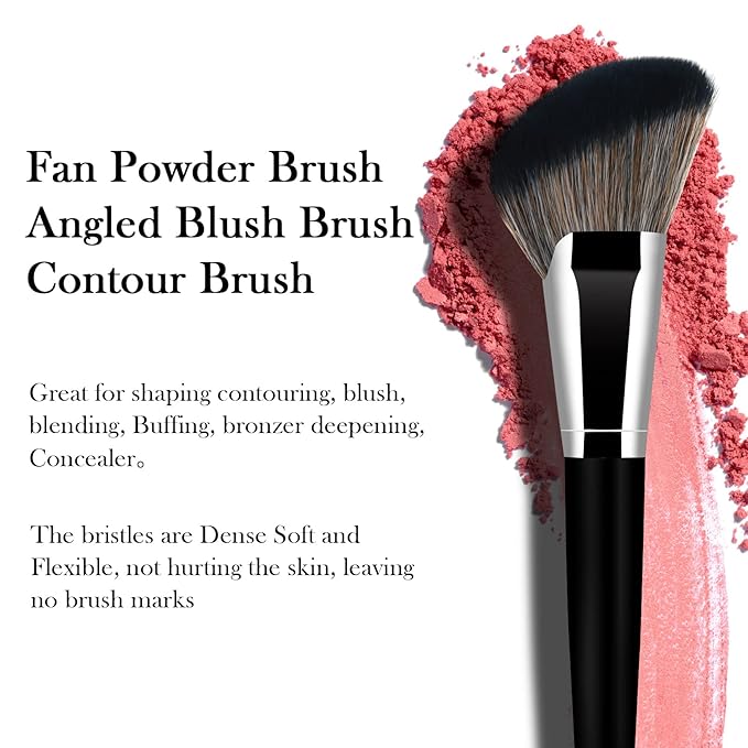 Foundation Brush Triangle Powder Brush Banidy Angled Makeup Brush Fan Contour Brush Professional Blush Brush Bronzer Brush for Liquid,Cream Mineral,Powder