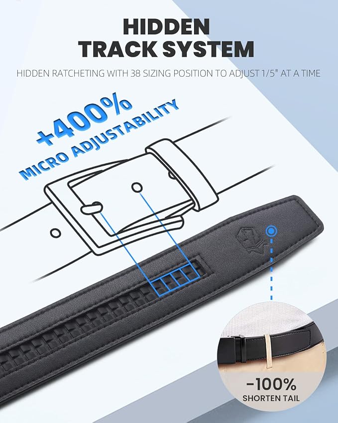 Zitahli Ratchet Belt for Men - 2 Packs Leather Mens belt For Gift Men Dress and Casual,Trim to Fit