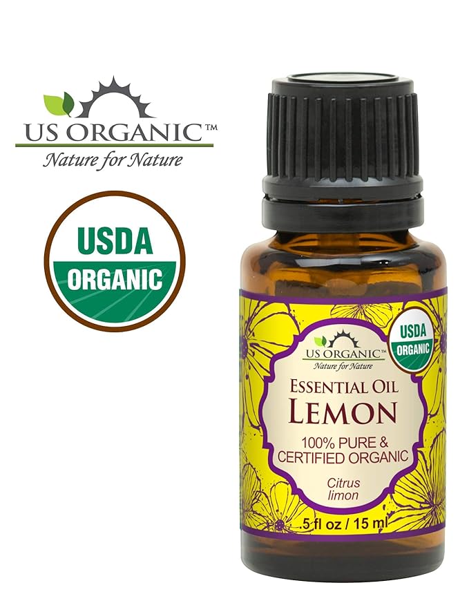 US Organic 100% Pure Lemon Essential Oil - USDA Certified Organic, Cold Pressed - W/Euro droppers (More Size Variations Available) (15 ml)