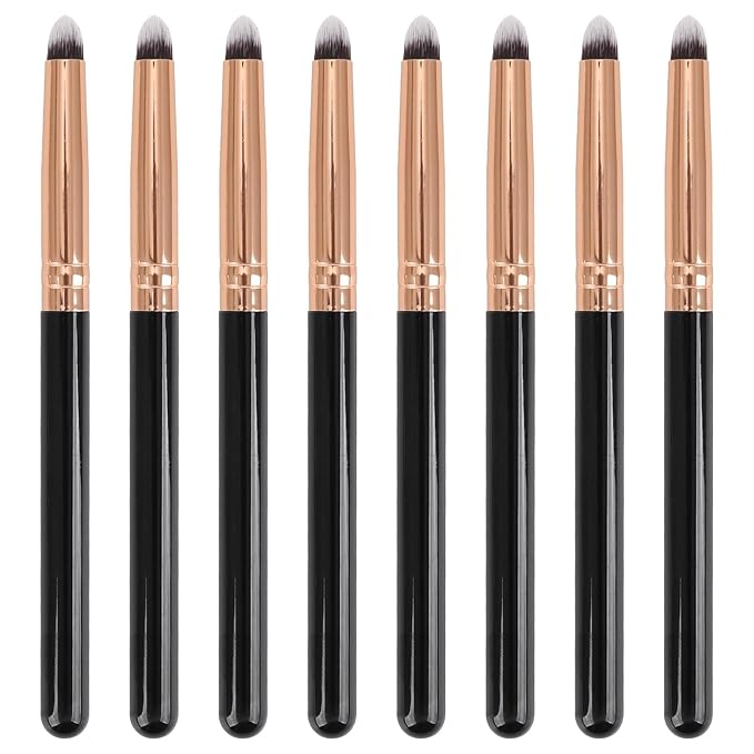 Professional Small Pencil Eyeshadow Brush 8Pcs for Eye Shadow Eyeliner Smudge Blending Precision Perfect Cut Crease Makeup Brushes Tool Set（Black-EA01）