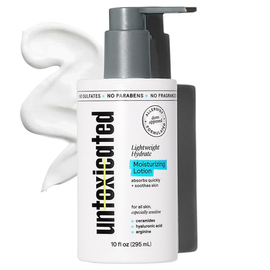 Moisturizing Lotion - Daily Face Moisturizer & Body Lotion for Sensitive Skin - Ceramides & Hyaluronic Acid - No Common Irritants - Non-Comedogenic - Oil-Free - Fragrance Free - 10 Ounce