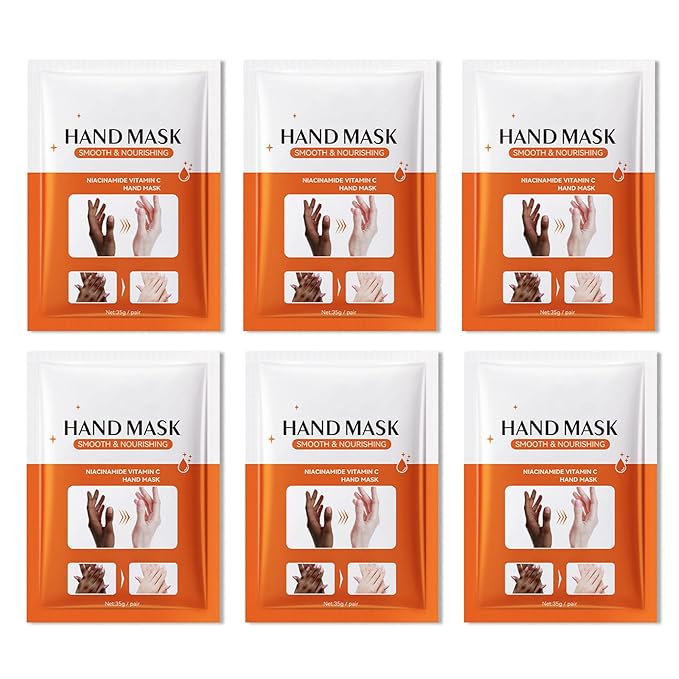 Hydrating Hand Masks, 6PCS Hand Mask Moisturizing Gloves for Men Women, Smooth Long Lasting Soft Exfoliating Hand Peeling Spa Mask Moisturizer Beauty Gift Set for Dry Cracked Rough Dull Hands（E)