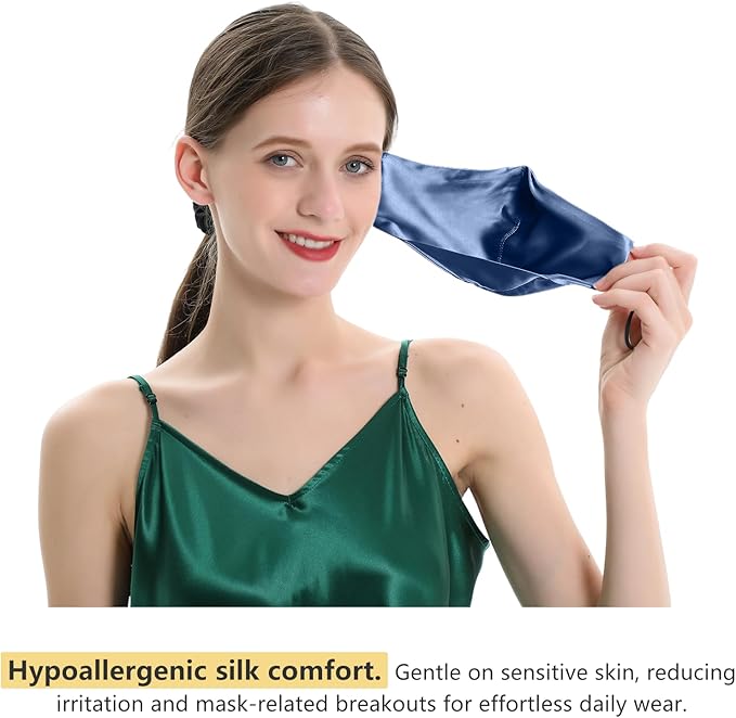 ZIMASILK 100% 22 Momme Mulberry Silk Face Mask for Men & Women, Reusable and Breathable Mouth Cover with Elastic strap