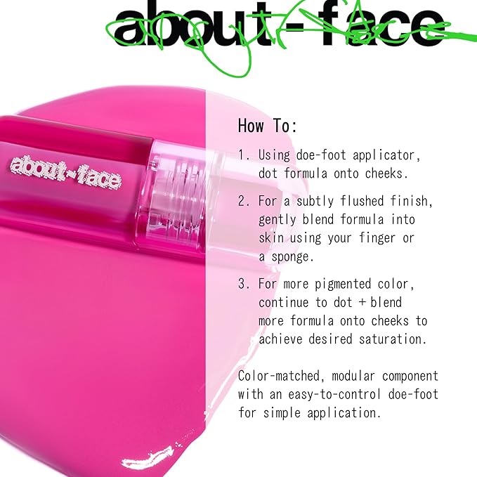 about-face Blush Rush Liquid Blush – Hydrating, Buildable Formula with Jojoba Oil, Hyaluronic Acid, and Squalane – Long-Lasting Dewy Finish – Vegan & Cruelty-Free (Hot Lap – Pink)