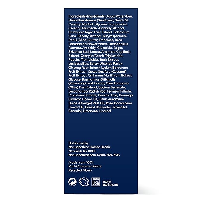 Naturopathica Beech Tree & Ginseng Replenishing Moisturizer, Hydrating and Firming Face Moisturizer, Antioxidant Rich Daily Face Lotion for Men and Women, 1.69 fl oz