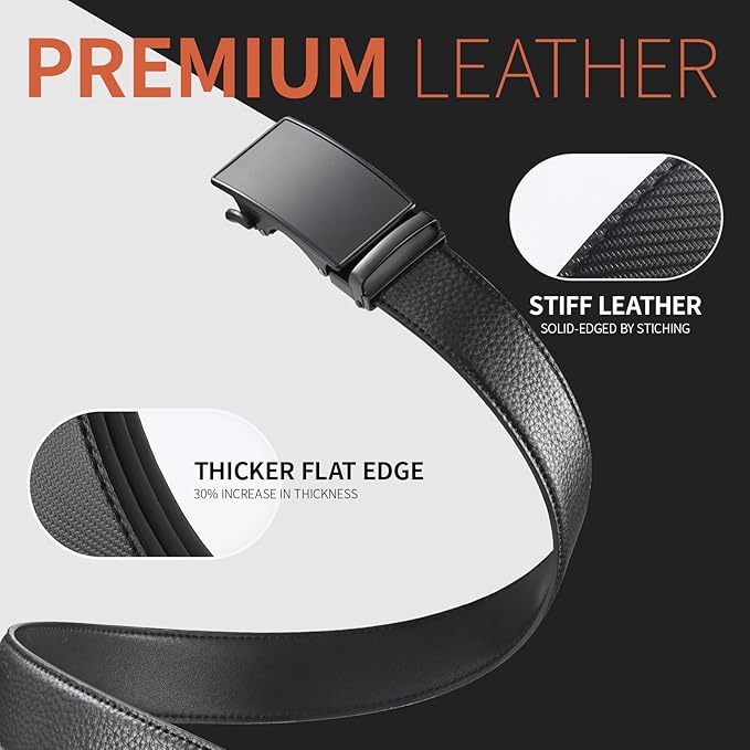 Zitahli Ratchet Belt for Men - 2 Packs Leather Mens belt For Gift Men Dress and Casual,Trim to Fit