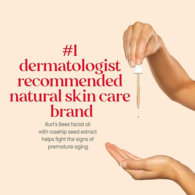 Burt's Bees Gua Sha Face Oil With Rosehip Seed Extract, Reduces Appearance of Fine Lines and Wrinkles, Use with Ice Roller & Facial Tools, Natural Origin Skin Care, 0.51 fl. oz.