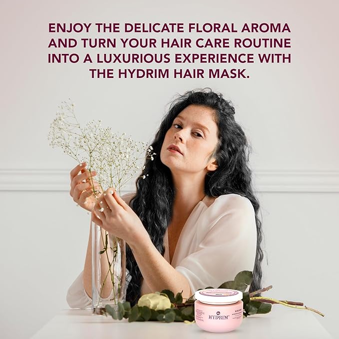 Hydrim™ Botanical Hydrating Hair Mask for Damaged Hair – Max Repair & Deep Hair Conditioner – Hair Moisturizer, Infused with Argan Oil Plus 10 More Nourishing Oils – Fresh Floral Aroma, 8.45 fl oz