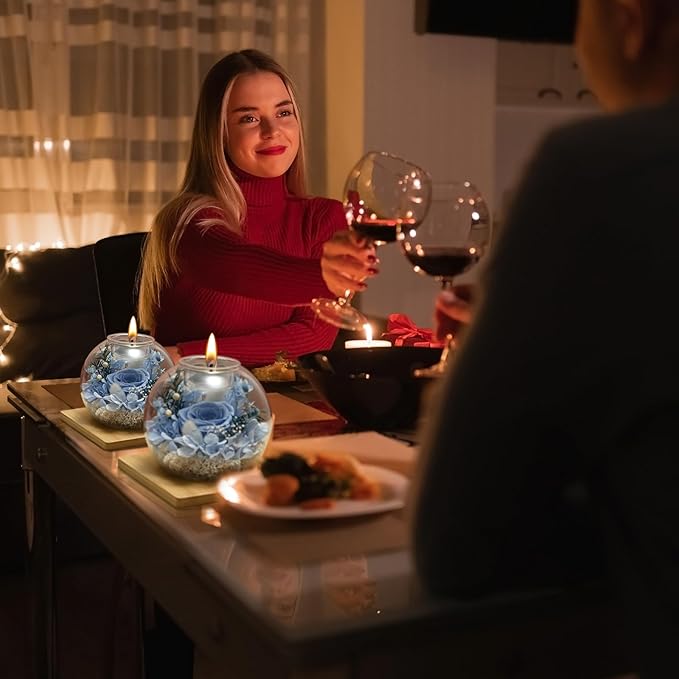 Birthday Gifts for Women,Eternal Preserved Real Rose with 18 Scented Candle Set(Bergamot+Jasmine),Preserved Rose in Glass Dome,Christmas Valentine Mothers Day Gifts for Her Mom Girlfriend,Home Decor