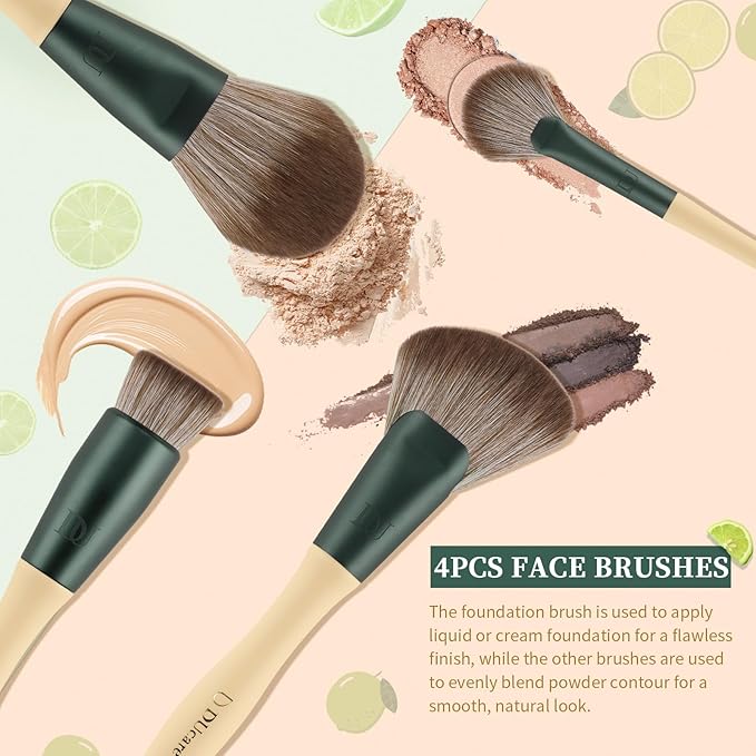 DUcare Makeup Brushes 14Pcs with 3Pcs Christmas Sponges Cosmetic Bag Makeup Brush Set for Foundation Blending Face Powder Blush Concealers Eye Shadows