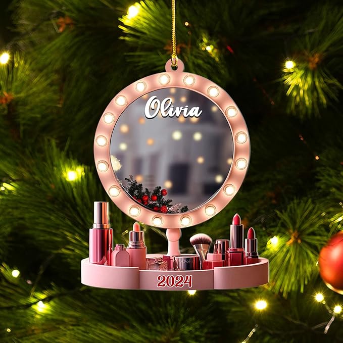Personalized Makeup Tools Christmas Ornament 2024, Makeup Box Christmas Ornament Gift for Makeup Artist, Christmas Tree Decor for Makeup Shop, Gift for New Makeup Coworkers (MKH14)