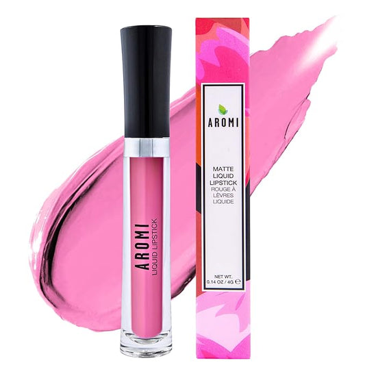 Aromi Matte Liquid Lipstick | Long Wear, Smudge Proof, Medium Pink Lip Color, Vegan, Waterproof, Day to Night, Velvety Finish (Poodle Skirt)