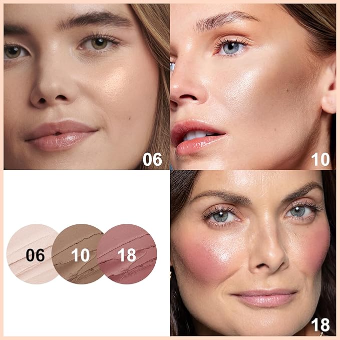 FOCALLURE 3PCS Cream Contour Stick - Highlighter Bronzer Blush Set for Face Sculpting, Non-Greasy Longwear Makeup, Easy to Blend with Natural Matte Finish,SET 8