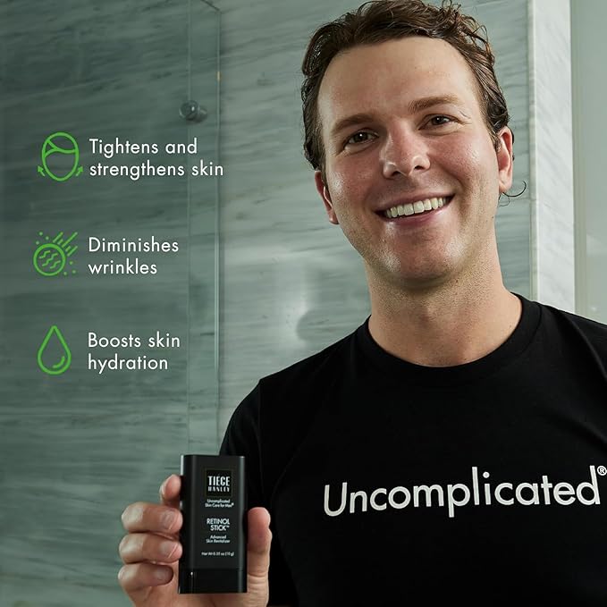 Tiege Hanley Retinol Stick for Men, Anti-Aging Face & Eye Stick With Hyaluronic Acid & Niacinamide, Helps Reduce Appearance of Fine Lines, Wrinkles & Dark Circles, Men’s Skin Care, 0.35 Oz