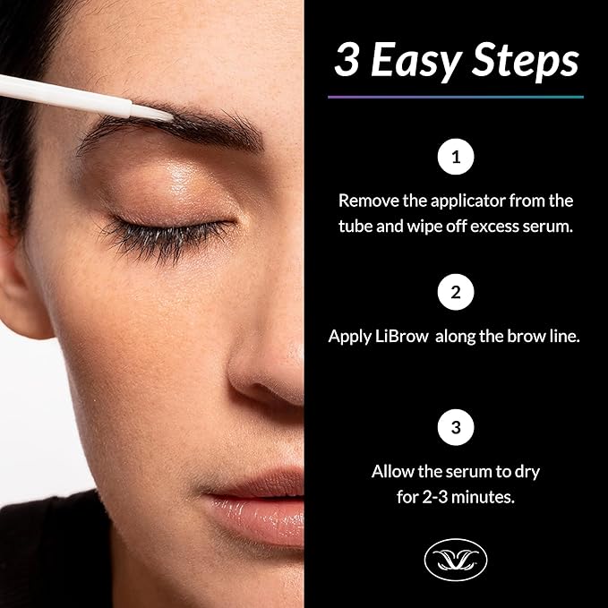 LiBrow Purified Eyebrow Serum XL to Grow Darker, Fuller, Thicker-Looking Brows - Natural Botanical Extracts, Safe for Sensitive Skin & Thin Brow Hairs - Vegan & Cruelty-Free (6mL, 6-Month Supply)