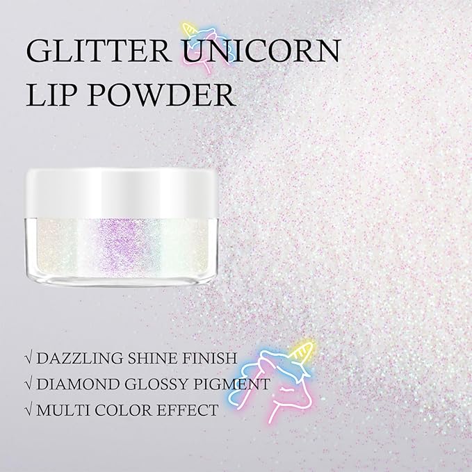 KYDA 3 Colors Glitter Lip Kit, Diamond Metllic High Pigmented Powder for Lips Cosmetics, Glitter Lips Makeup,with Lip Primer and Brush, Long Wear-Set D