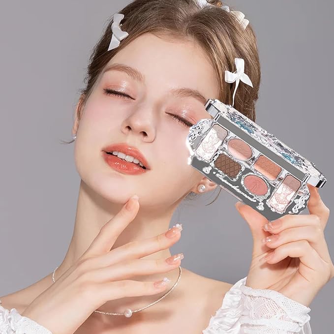 Flower Knows Swan Lake Treasure Makeup Box Set,6 Pack Makeup Box,Lip Gloss×1+Shine Lipstick×1+Eyeshadow×1+Hair Clip×1+Gift Box×1