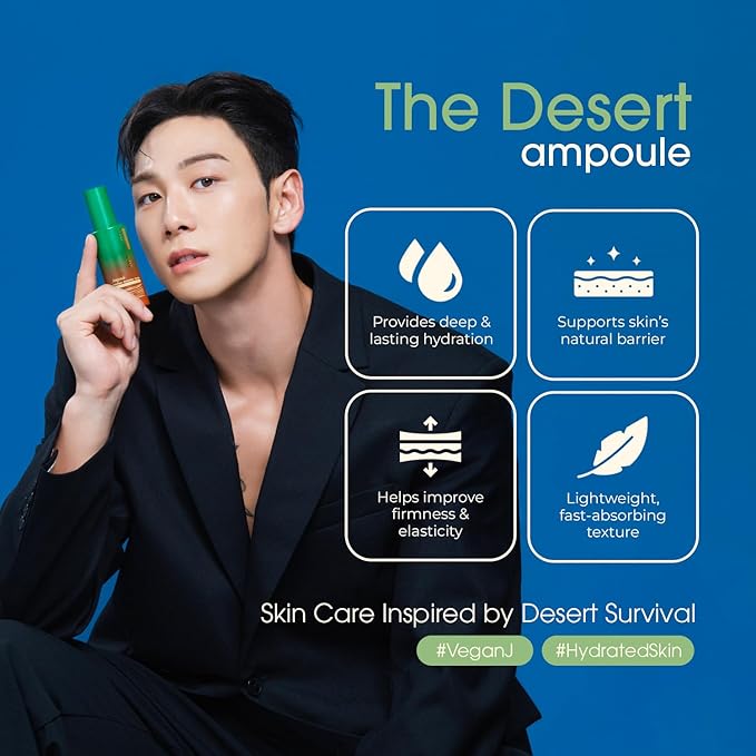 The Desert Ampoule | Intensive Hydration with MoistOasis | 82% Oasis-Plant Complex | Korean Skincare | Kbeauty | Vegan (47ml)