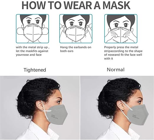 50PCS KN95 Face Mask 5 Layer Cup Dust Safety Masks Breathable Elastic Ear Loops Grey Masks