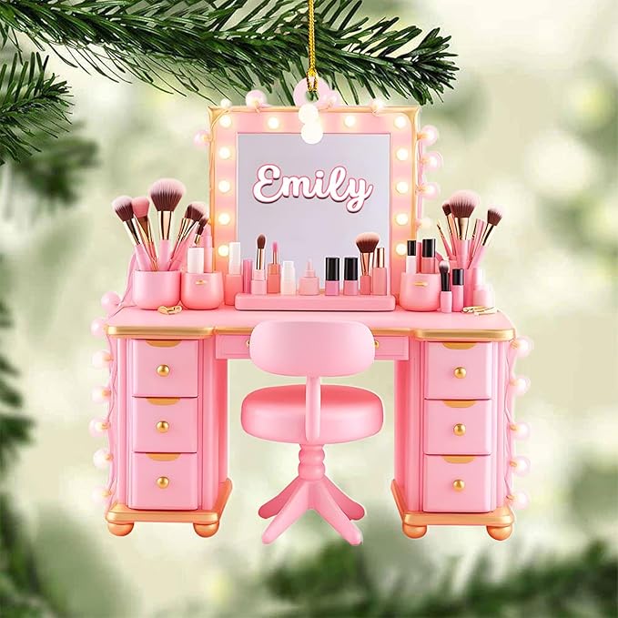 Personalized Makeup Tools Ornament – Custom Beauty Christmas Tree Decoration, Holiday Keepsake Gift for Makeup Artists, Cosmetologists, Beauty Lovers, Salon Owners, Families and Coworkers (MKH8)