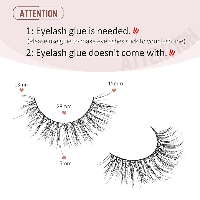 Onlyall Natural Wispy Lashes Natural Look False Eyelashes Soft Fluffy Lashes 7 Pairs D81