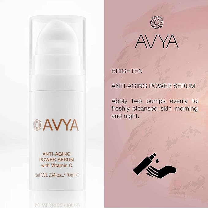 Avya Skincare Discovery Starter Set | Anti-Aging | Gentle Cleanser (15ml) + Anti-Aging Power Serum (10ml) + Eye Bright Cream (5ml) + Night Moisturizer (10ml)