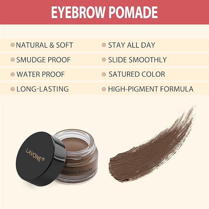 LAVONE Hair-Like Eyebrow Pen Makeup kit, Eyebrow Pencils for Women with Waterproof Microblading Eyebrow Pencil, Eyebrow Pomade, Eyeliner and Eyebrow Brush, Create Full, Natural Brows, Dark Brown