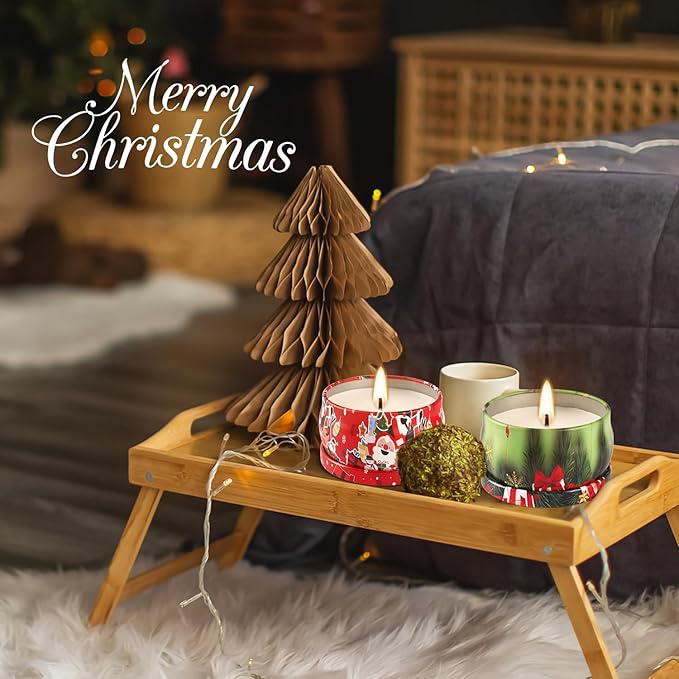 24Pack Christmas Scented Candle Tins Gift Set - Soy Wax Festive Aromatherapy Candles 2.5oz- Smokeless Long Lasting Burn time for Advent & Christmas Gifts Holiday Decor & Gifting.