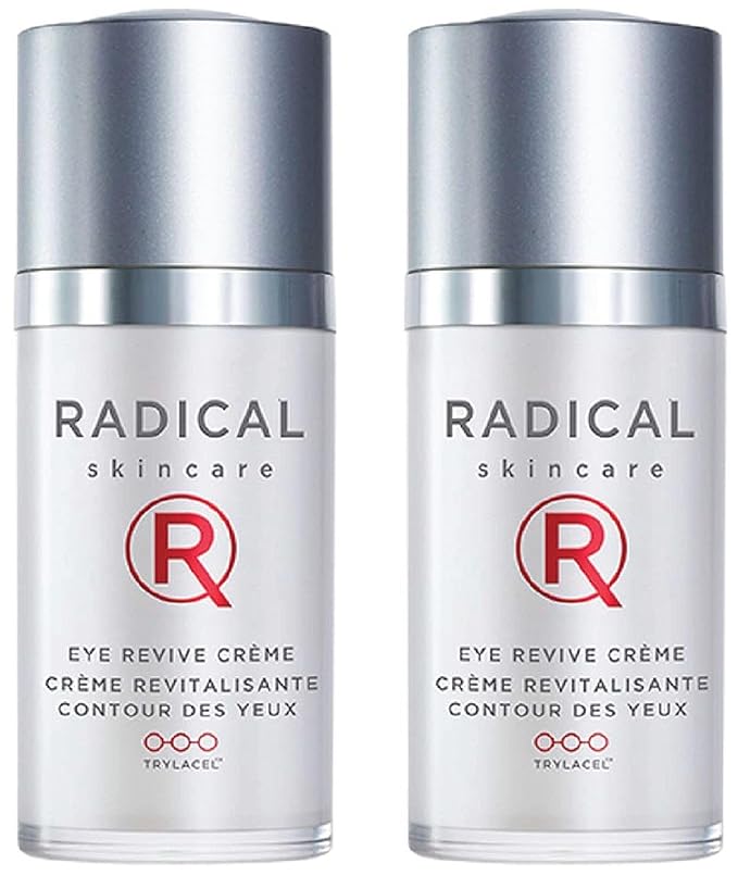 Radical Skincare Eye Revive Creme - 4 in1 Anti-Aging Solution Combats Wrinkles, Dark Circles, Puffiness, & Fine Lines - For All Skin Types Including Sensitive Skin - Paraben Free (0.5 Fl Oz, 2 Pack)