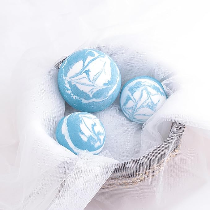 Blue Bath Bombs for Women Spa Gift Set with Peppermint Essential Oils Sea Salt Relaxing Birthday Gift for Her Bubble Bath Skincare Relaxation Aromatherapy Gifts