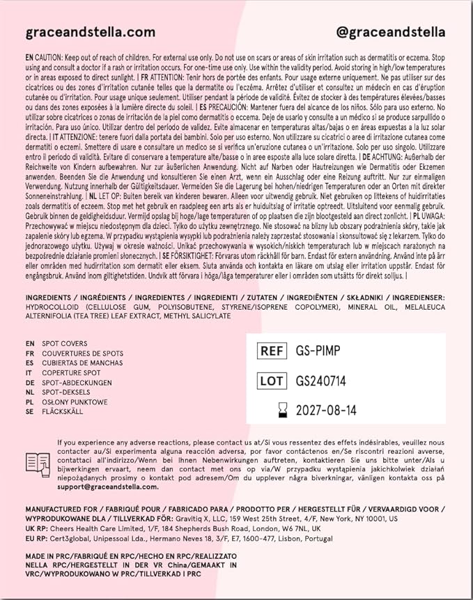 grace & stella Award Winning Pore Strip - Pimple Patches for Face - Hydrocolloid Acne Patches for Shrinking Zits, Breakouts - Spot Stickers - Dermatologist-Tested, Vegan (Invisible, 36 Count)