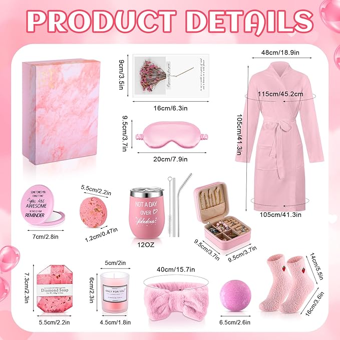 Nuogo 13 Pcs Birthday Gifts for Women Mothers Day Gifts Spa Basket Set for Women Mirrors Socks Steamers Jewelry Case Bath Robe Mom nurse Girlfriend Wife