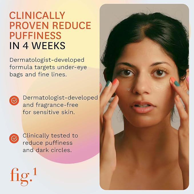 Fig.1 Triple Action Vitamin C Eye Cream Refill | Anti Aging Under Eye Cream for Dark Circles, Puffiness & Wrinkles | Vitamin C + Caffeine to Glow & Refresh Tired Eyes | Fragrance-Free, Refillable