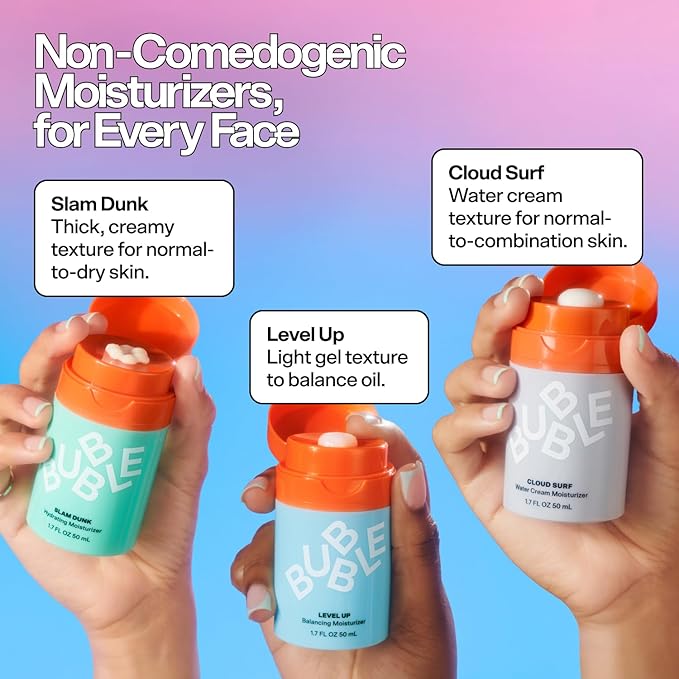 Bubble Skincare Level Up Gel Face Moisturizer for Oily Skin - Balancing + Hydrating Face Lotion with Niacinamide + Zinc to Improve Texture + Reduce Shine - Daily Lightweight Facial Moisturizer (50ml)