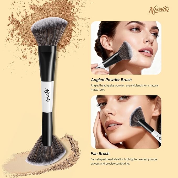 10 PCS Foundation Contour Conceal Brush Set With Bag, Makeup Brushes, Double-End Multi-functional Brushes for Foundation Powder Blush Eyeliner Eyeshadows, Professional Face Brush Set（White）