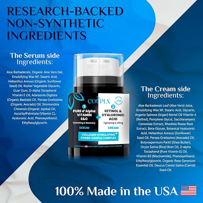 2-in-1 Neck Firming Cream & Face Moisturizer for Women, Anti-Aging Retinol Cream with Vitamin E & C Serum, Skin Tightening Face Lotion for Neck & Face, 2 fl oz