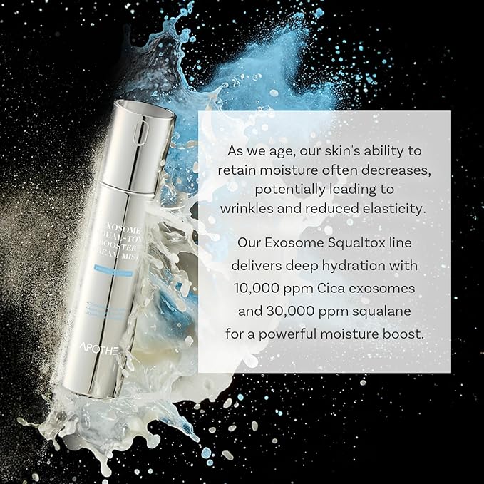 APOTHE Exosome Squal-Tox Booster Cream Mist 3.38 fl oz (100ml) – Hydrating, Soothing, and Brightening with Squalane, Centella Asiatica, and Niacinamide