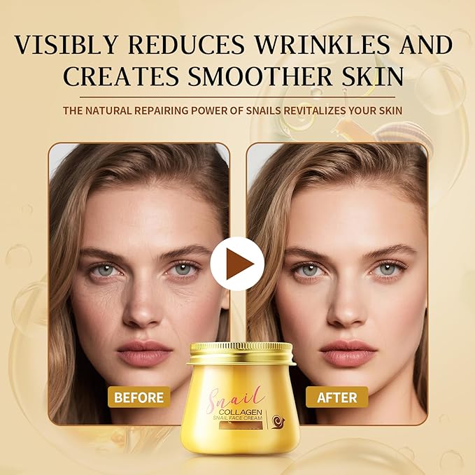 Snail Collagen Face Cream,Collagen Hydrating Anti-Wrinkle and Rejuvenating Cream,Snail Collagen Moisturizer Face Rejuvenation Cream for Women,All Skin Types(2PCS)