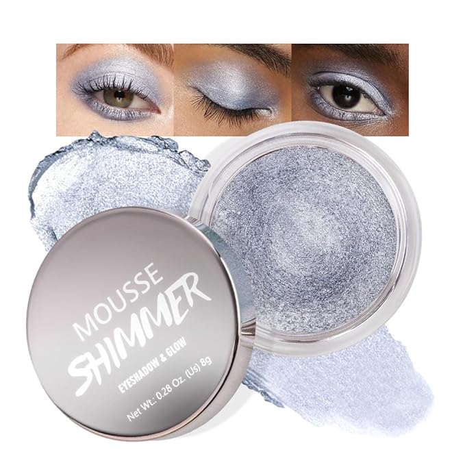 Silver Gray Mousse Shimmer Monochrome Eyeshadow, Neutral Matte Cream Monochrome Eye Shadow Pallette, Long-Lasting Waterproof Blendable sombras para ojos, Mini Eyeshadow(06#, Pack of 1)