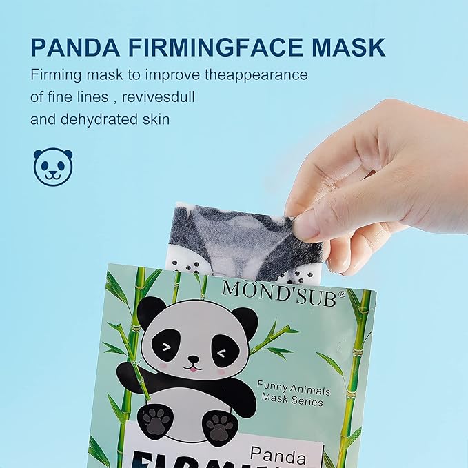 Animal Spa Beauty Mask, Character Masks Sheet-(Pack of 5) Panda Firming Nourishing Moisturizing Effects For All Skin Types- Birthday Party Gift for her, Girls Night, Spa Night, Beauty Gift