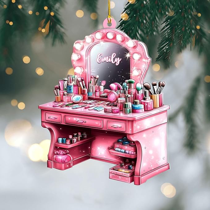 Personalized Makeup Tools Ornament – Custom Beauty Christmas Tree Decoration, Holiday Keepsake Gift for Makeup Artists, Cosmetologists, Beauty Lovers, Salon Owners, Families and Coworkers (MKH6)