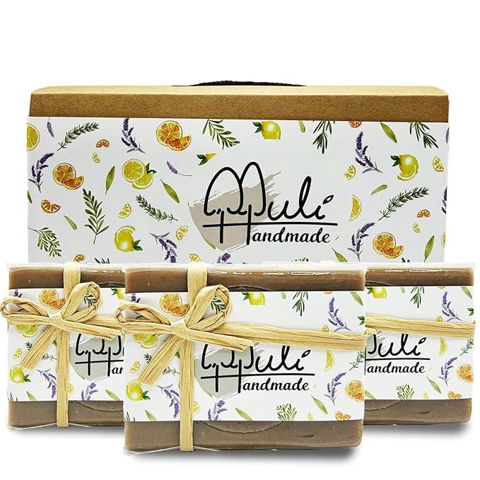 Natural Handemade Bar Soap for Men and Women with Essential oils, Scented Bar Soaps for Bath, Fragrance Gift Set (Pack of 3) Dead Sea Mud