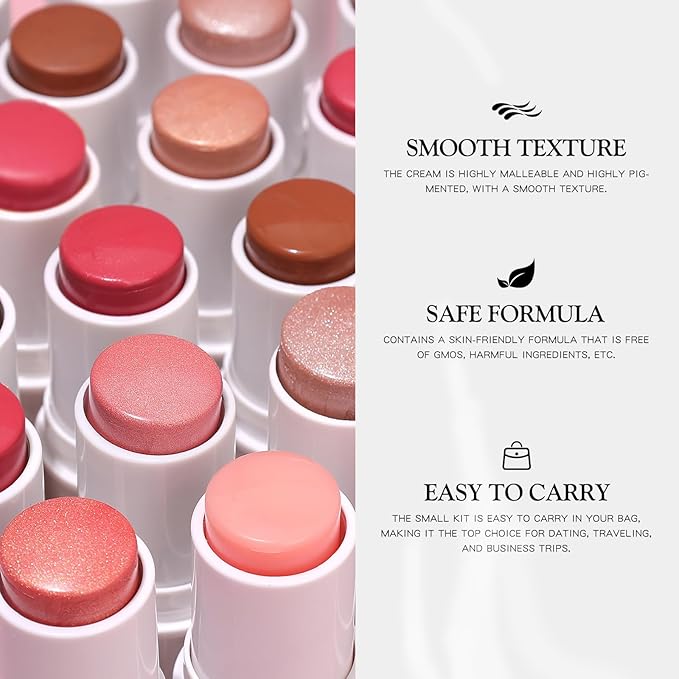 bayfree 3 PCS Makeup Cream Contour Stick Set, Highlighter Stick & Bronzer Stick & Blush Stick, Long Lasting, Natural Face Contour, Dewy & Matte Finish, Multi Stick Trio for All Skin