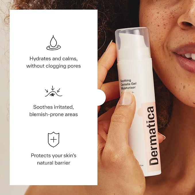 Dermatica Daily Soothing Centella Gel Moisturizer | Hydrating Moisturizer for all Skin Types | Lightweight Oil-Free Gel Moisturizer (50ml)