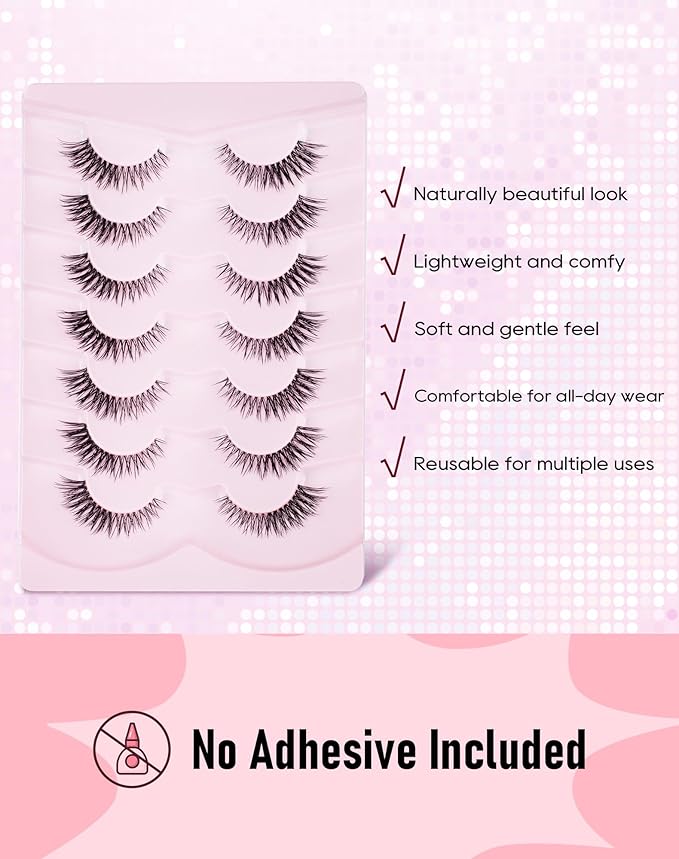 Frihappy Wispy Natural Eyelashes C Curl Flared Fake Lashes Natural Look HA-41